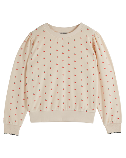 Sweat éponge loose petit cœur rouge
