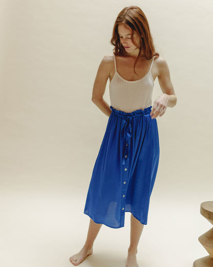 Jupe midi bleu saphir