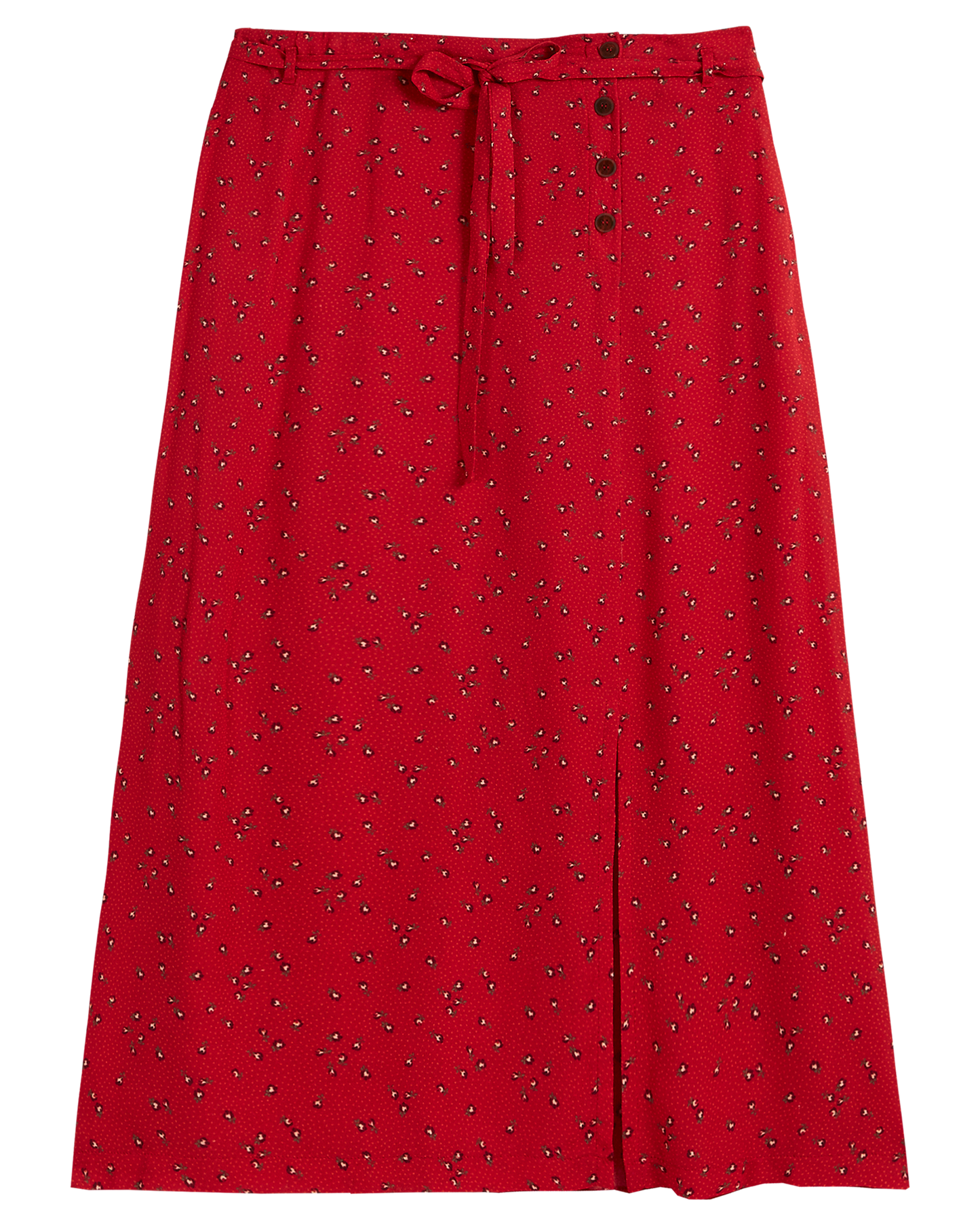 Jupe mi-longue à fleurs rouge
