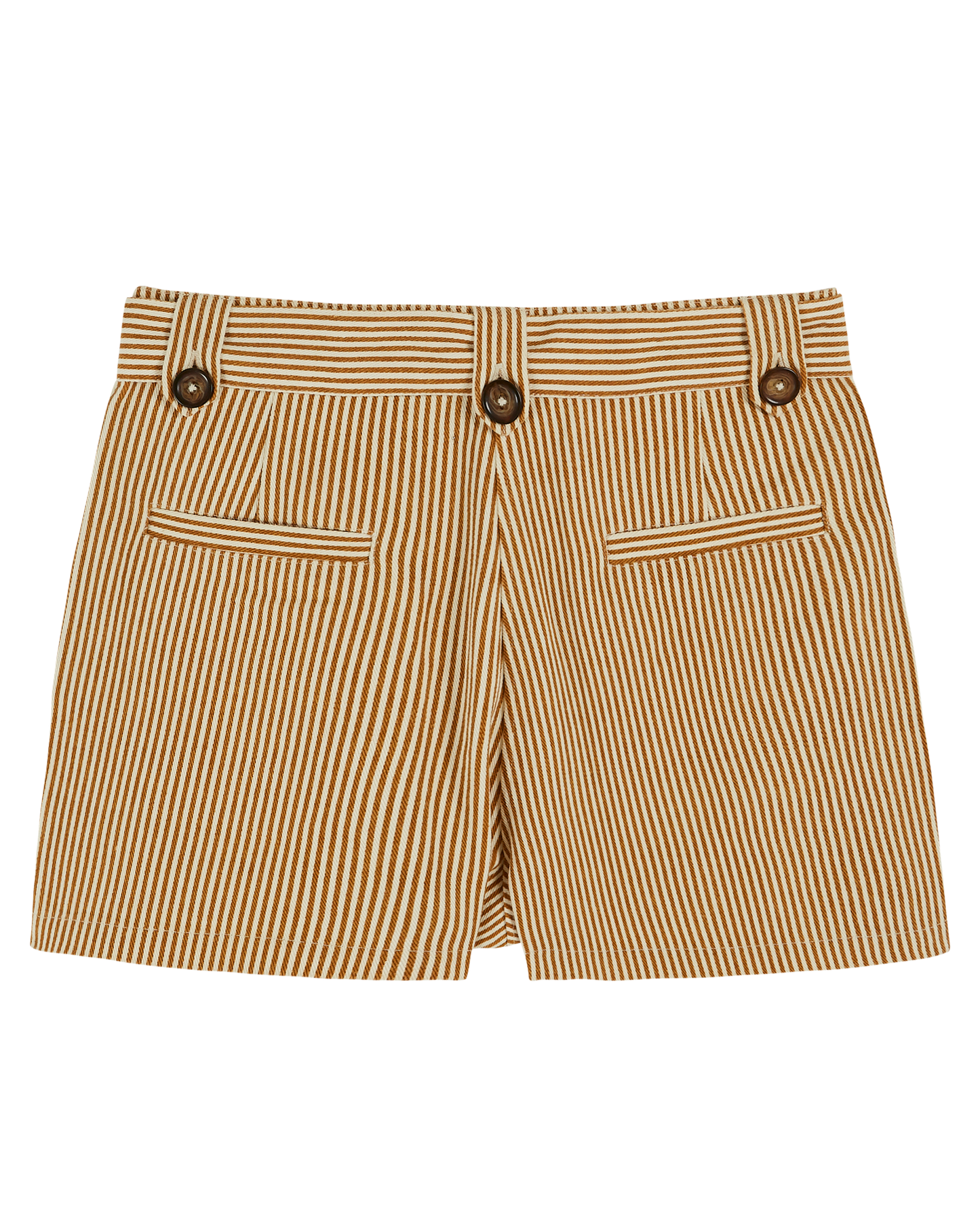 Short toile de coton rayures écru et miel