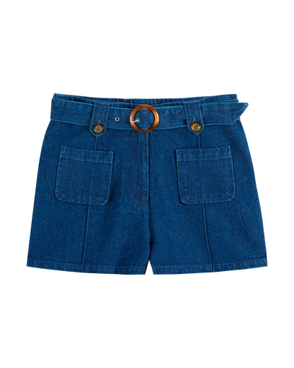 Short toile de coton bleu foncé
