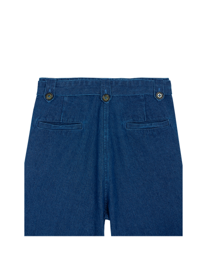 Pantalon toile de coton denim bleu