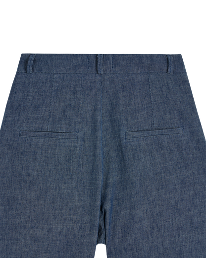 Pantalon palazzo lin et coton bleu indigo
