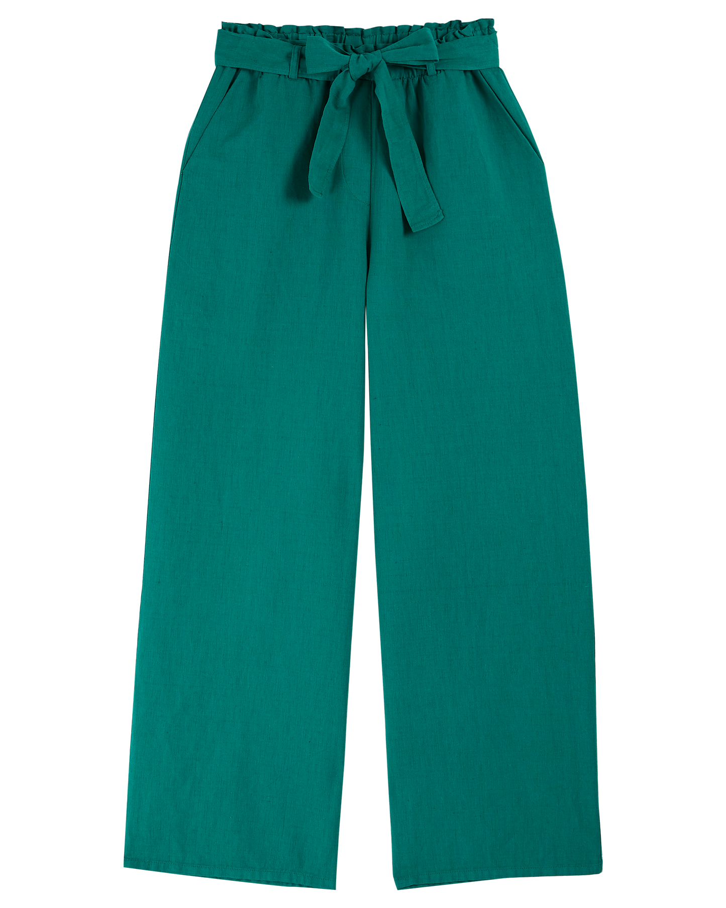 Pantalon noué lin et coton haricot