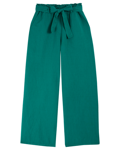 Pantalon noué lin et coton haricot