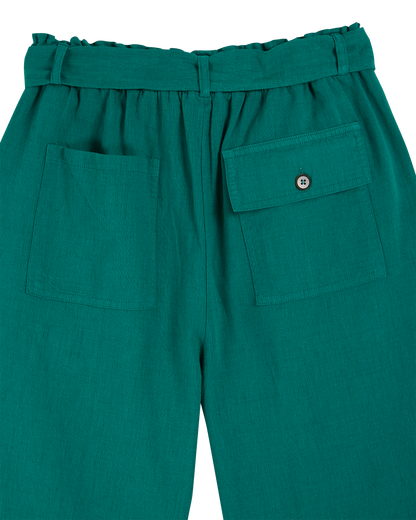 Pantalon noué lin et coton haricot