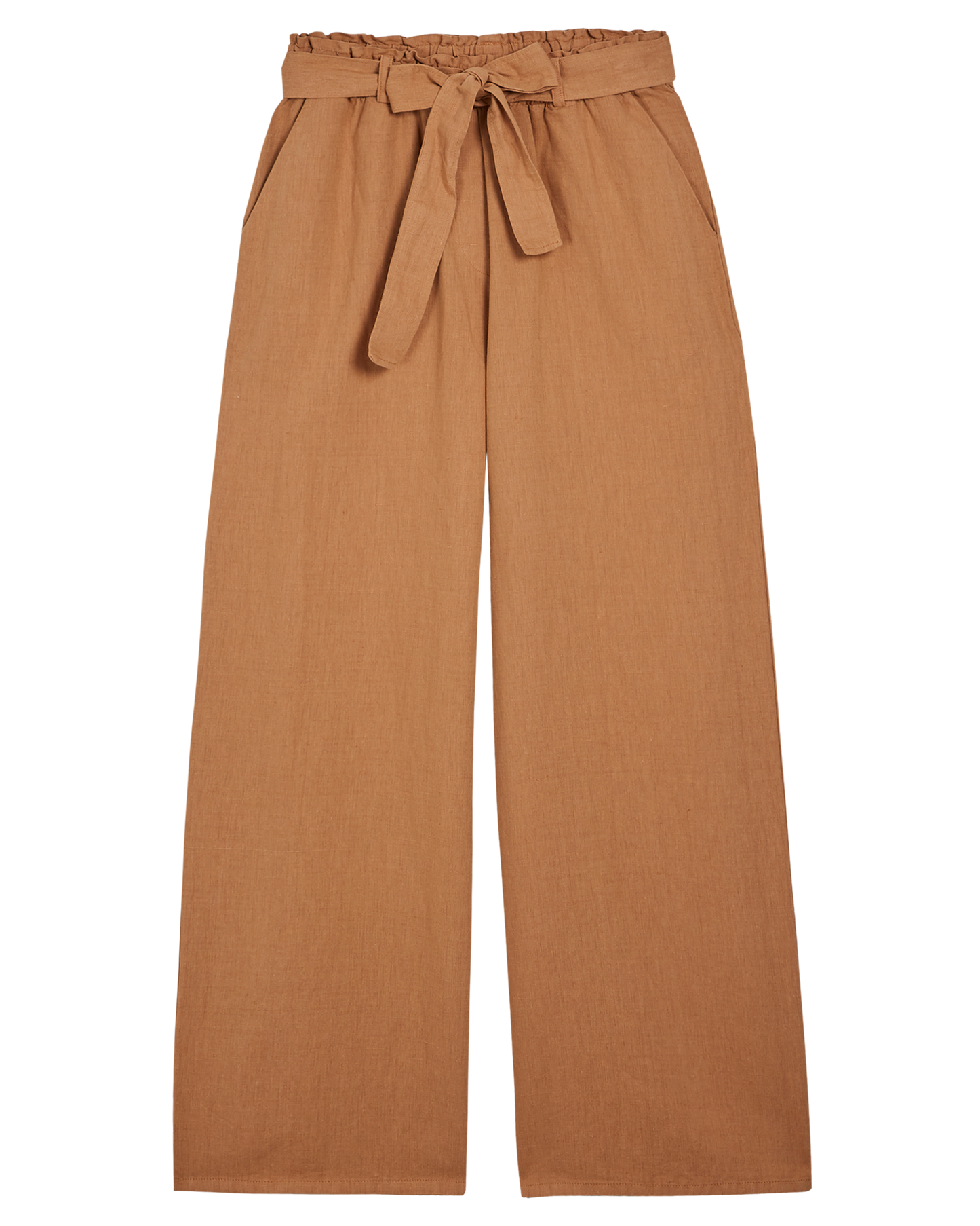 Pantalon noué lin et coton miel