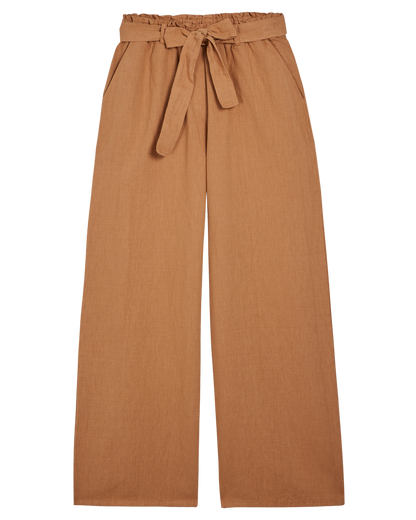Pantalon noué lin et coton miel