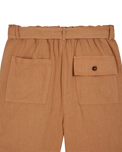 Pantalon noué lin et coton miel