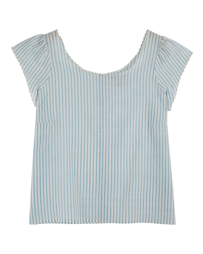 Blouse khadi coton rayures bleu