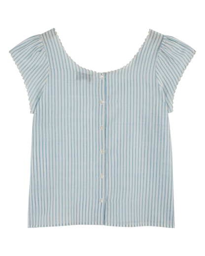 Blouse khadi coton rayures bleu