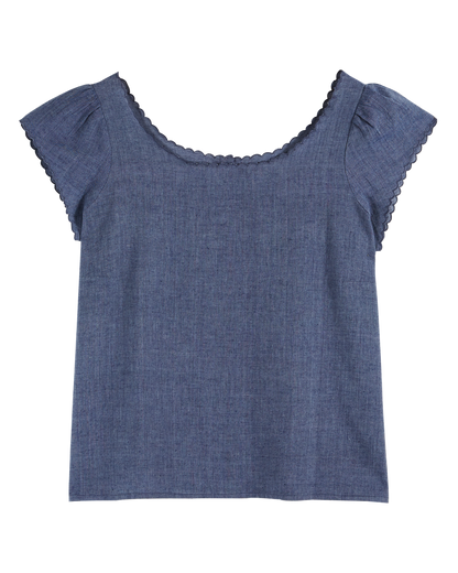 Blouse khadi de coton bleu