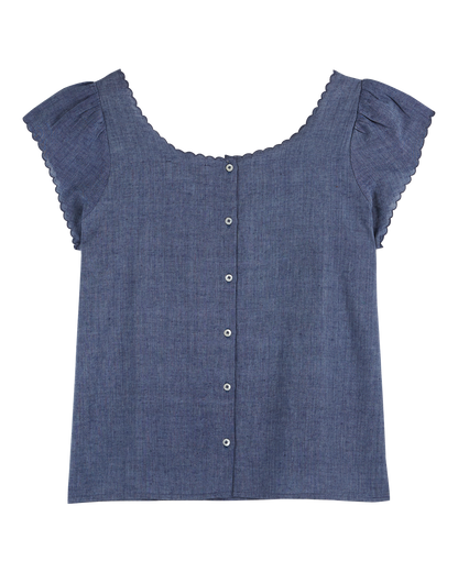 Blouse khadi de coton bleu
