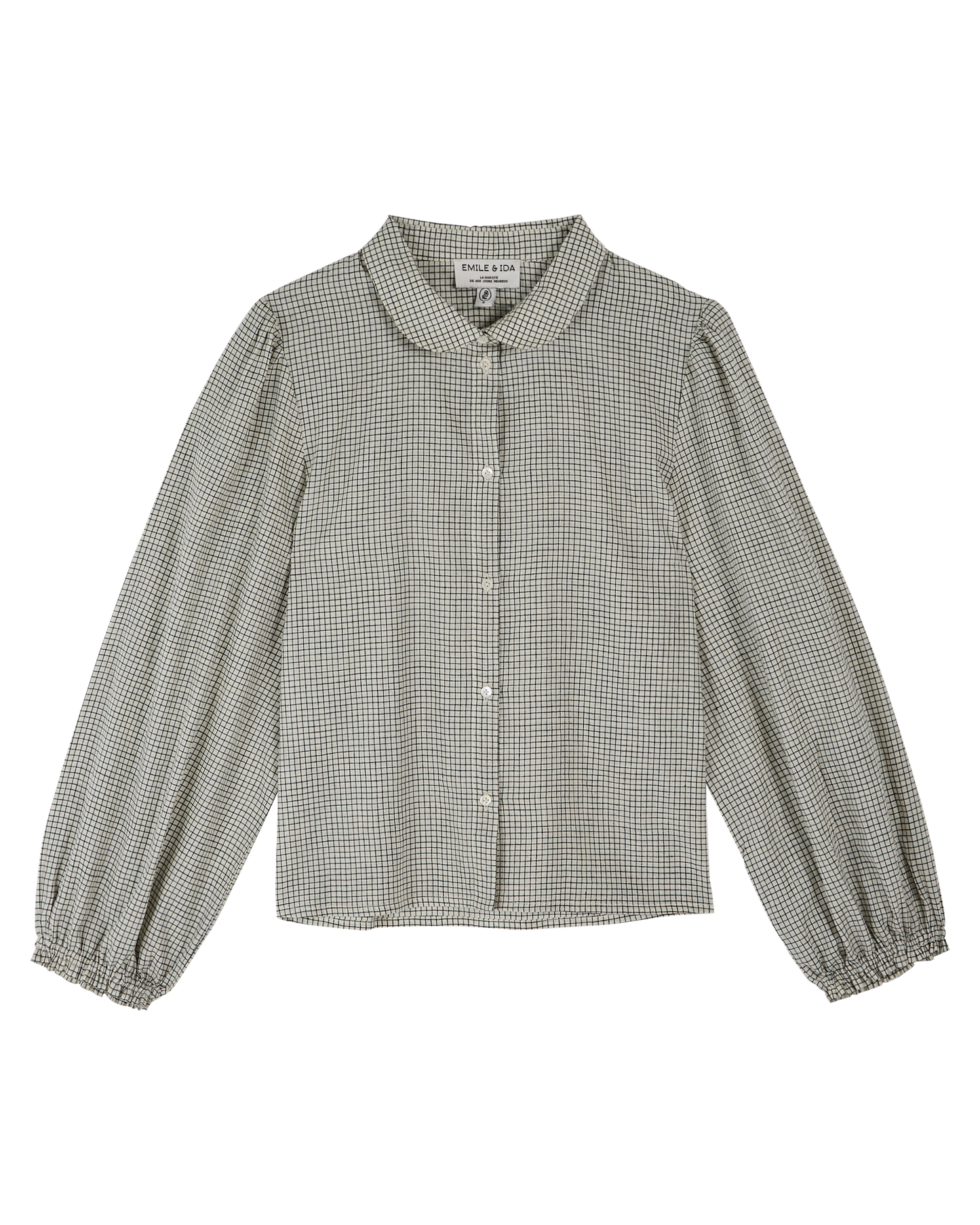 Chemise khadi de coton carreaux noir