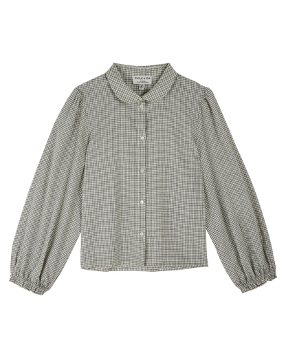 Chemise khadi de coton carreaux noir