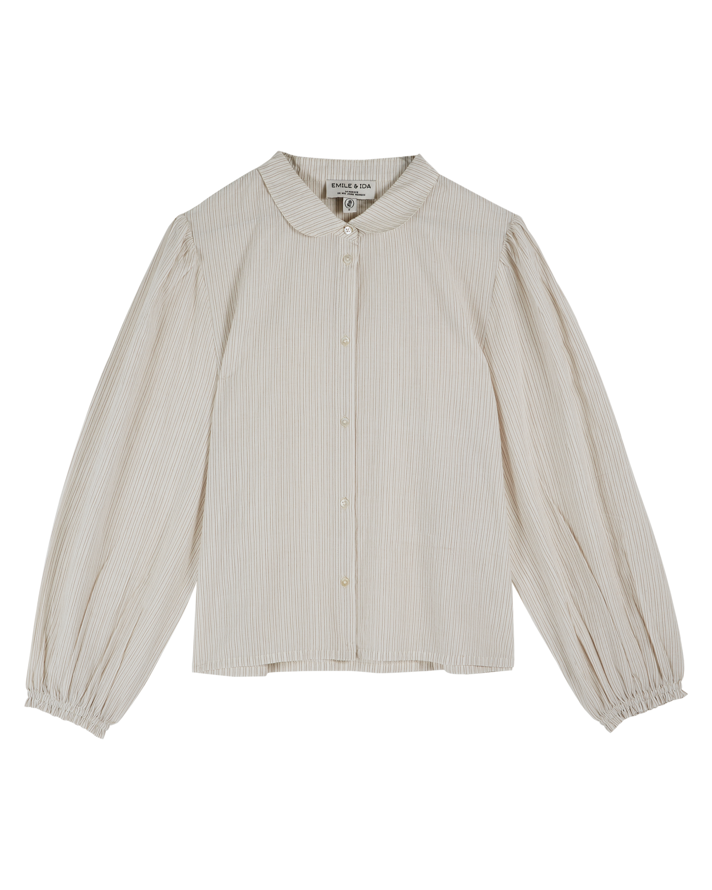 Chemise khadi de coton rayures beige