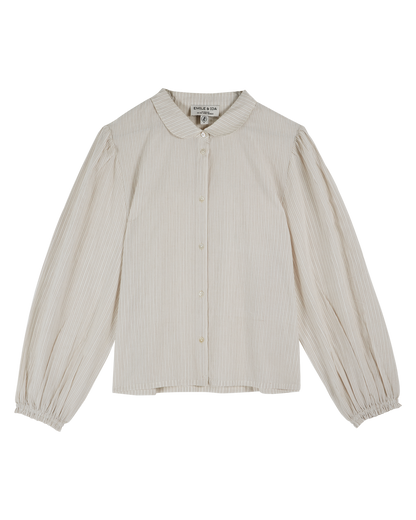 Chemise khadi de coton rayures beige