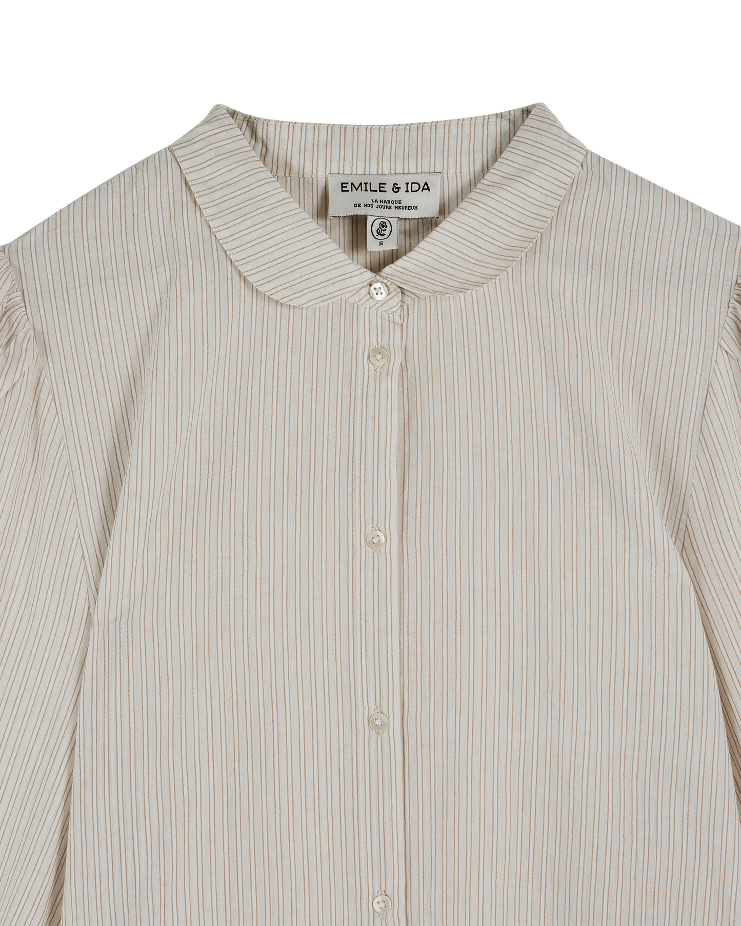 Chemise khadi de coton rayures beige