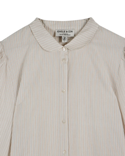Chemise khadi de coton rayures beige
