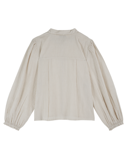 Chemise khadi de coton rayures beige