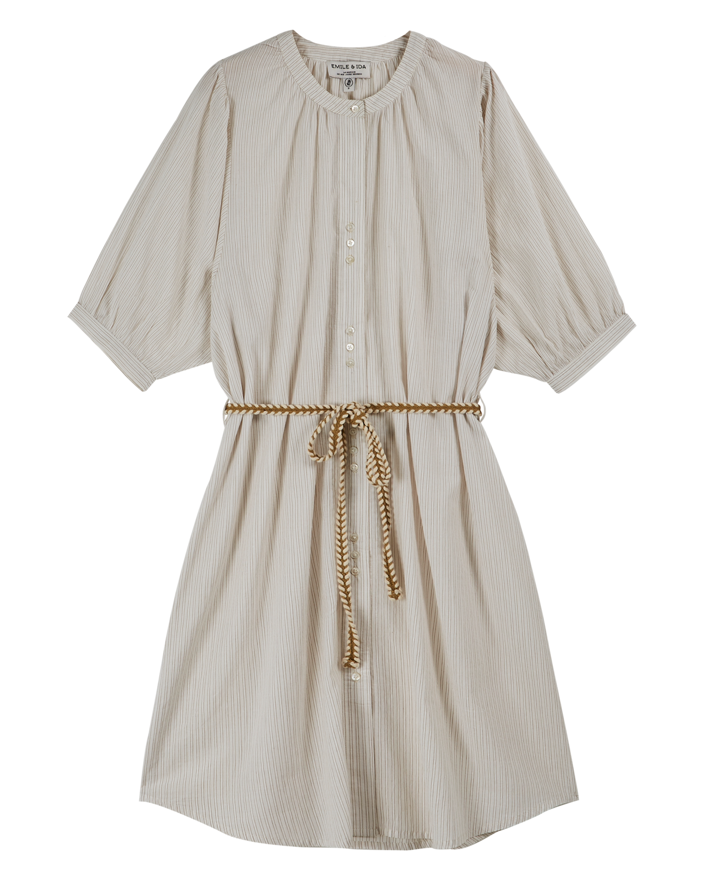 Robe chemisier khadi de coton beige