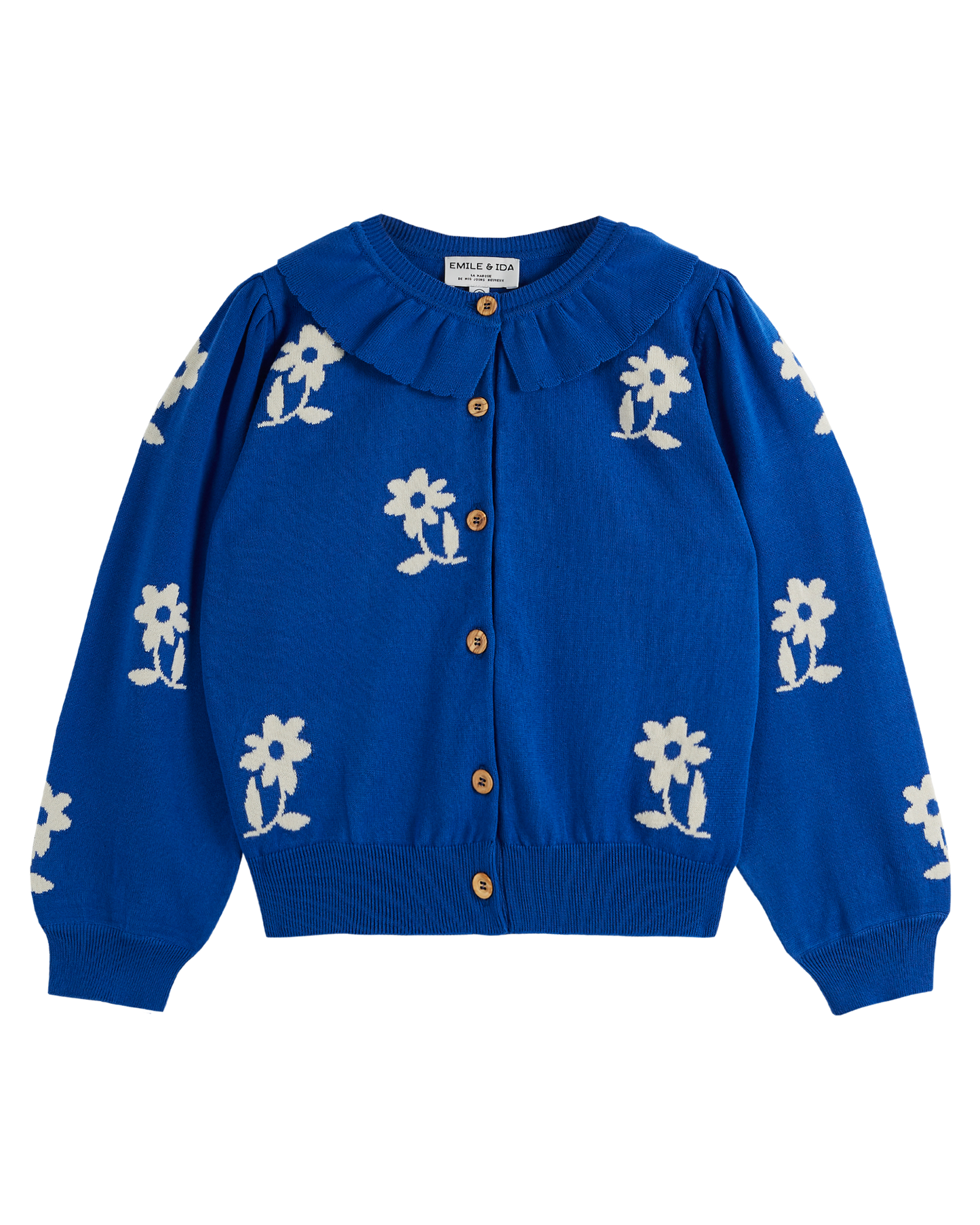 Cardigan fleurs coton bio femme bleu