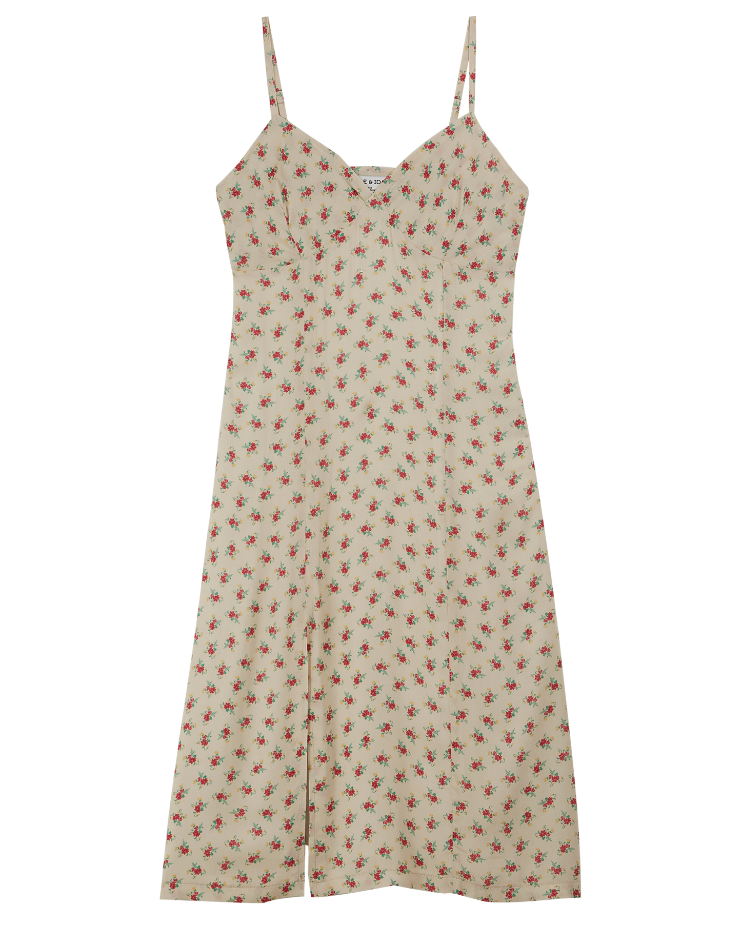Robe midi à fleurs beige