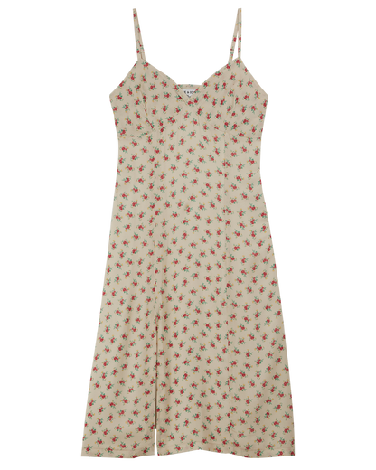 Robe midi à fleurs beige