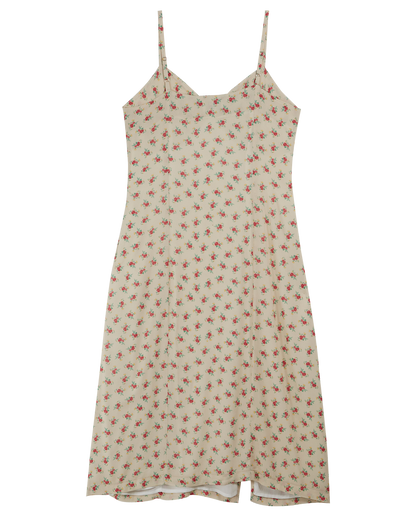 Robe midi à fleurs beige