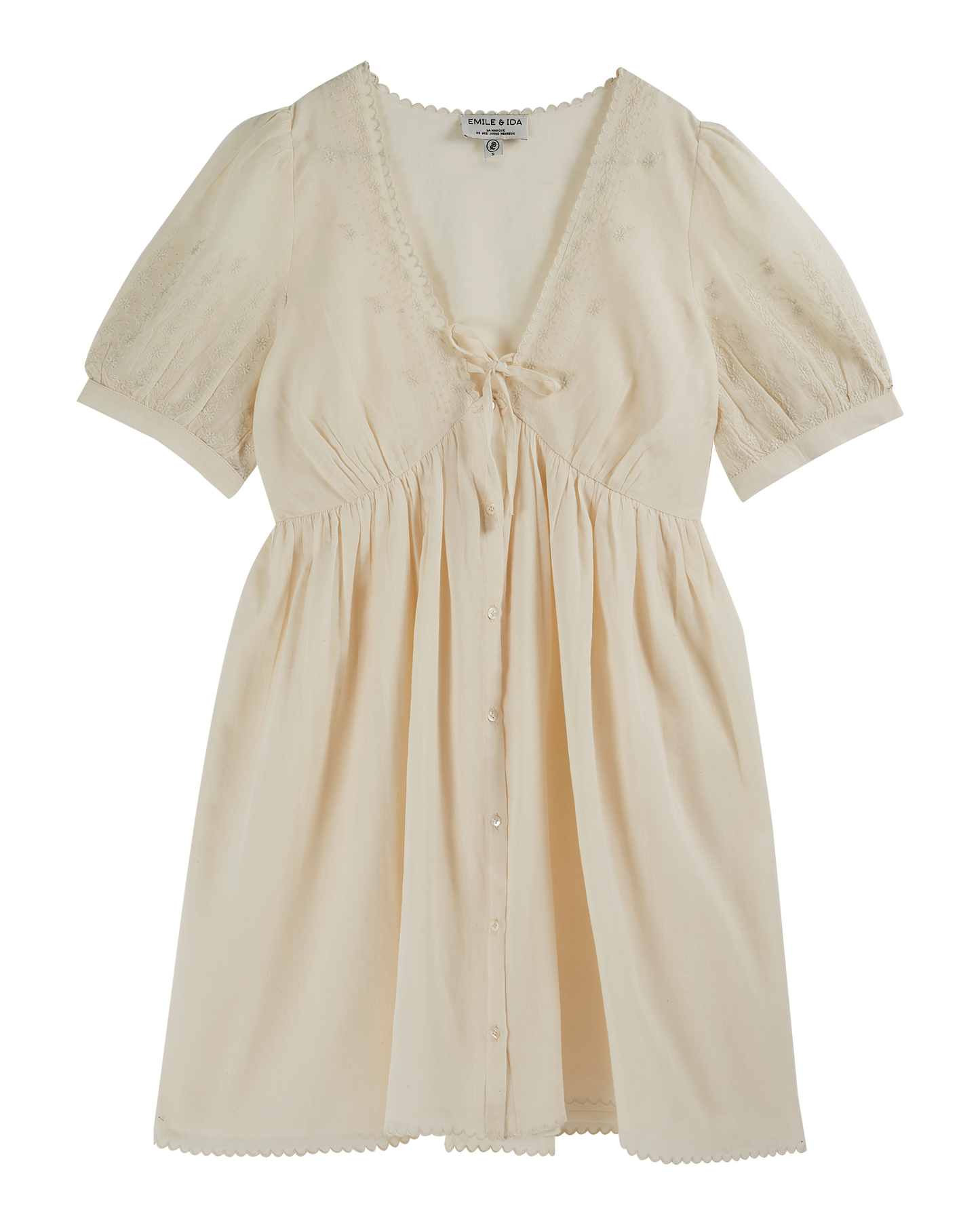 Robe broderie vintage écru