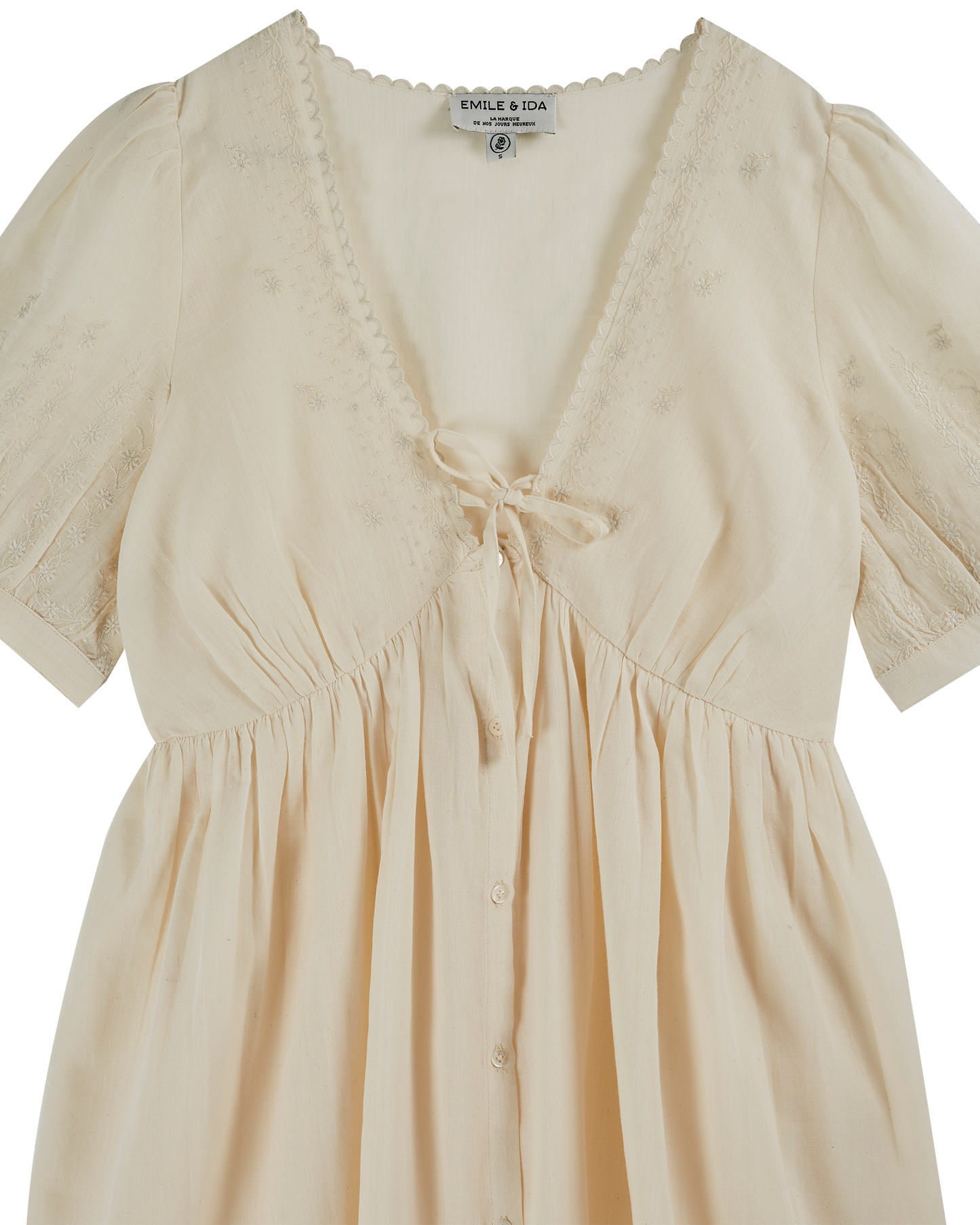 Robe broderie vintage écru
