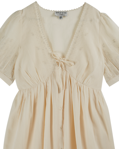 Robe broderie vintage écru