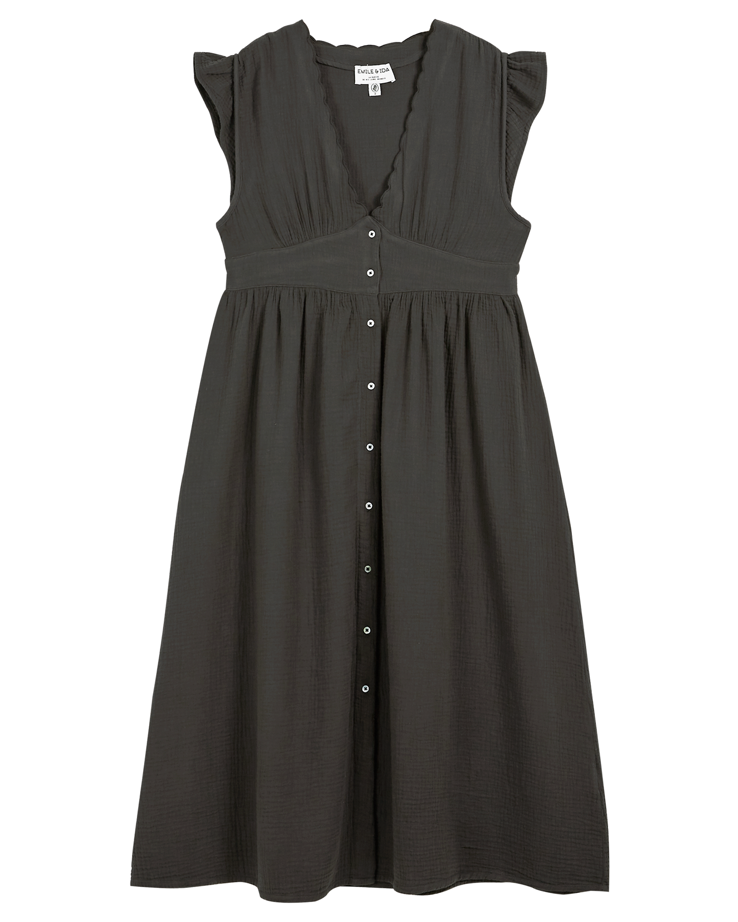 Robe midi gaze de coton bitume