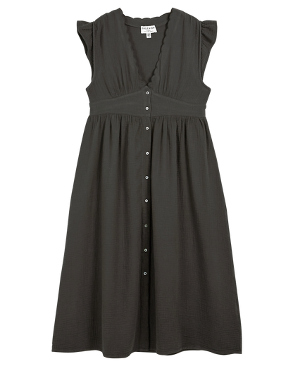 Robe midi gaze de coton bitume