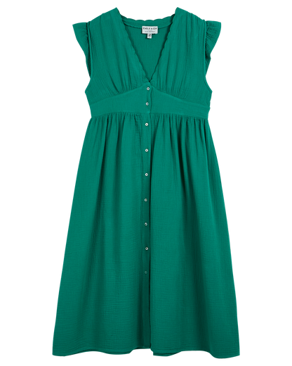 Robe midi gaze de coton haricot