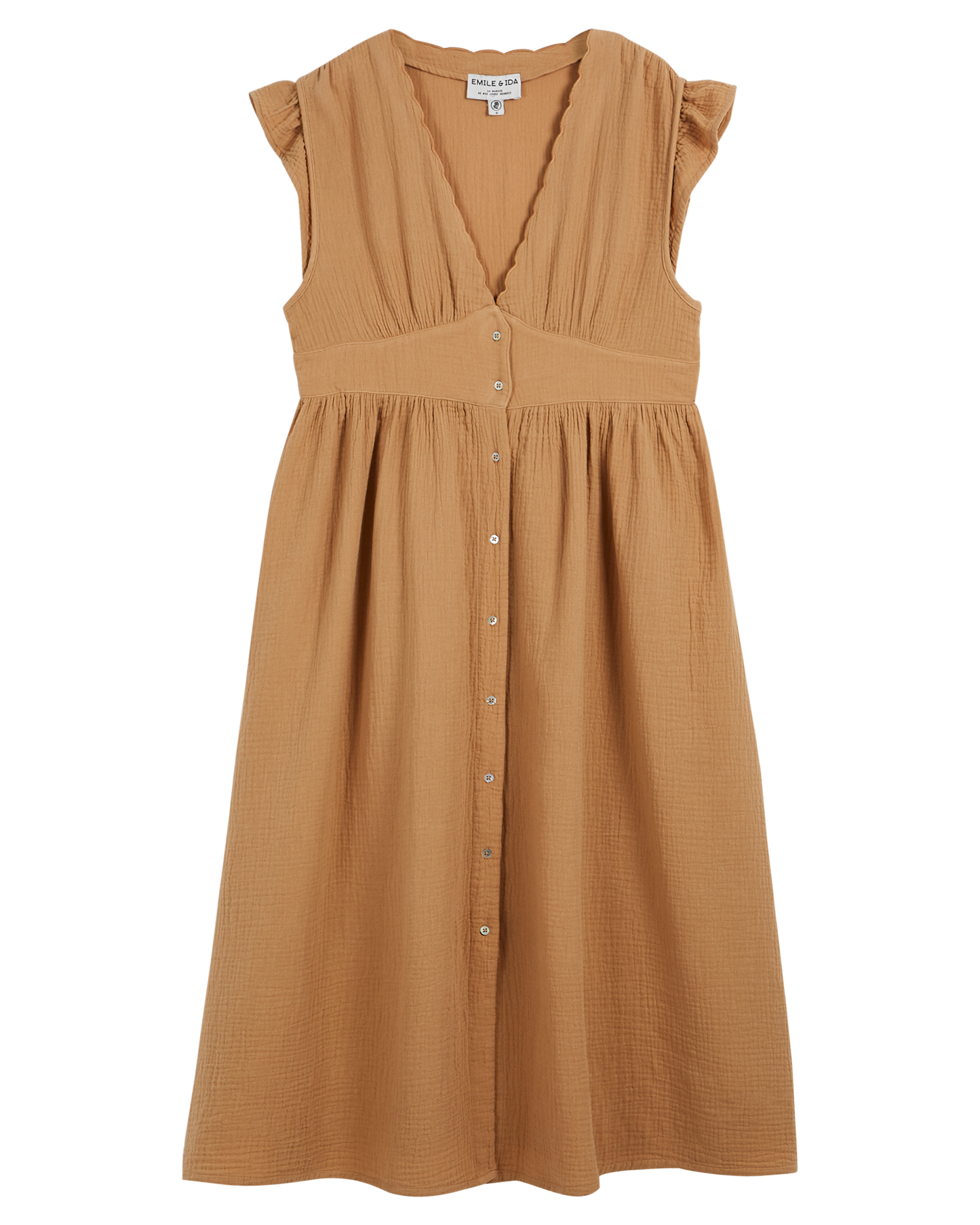 Robe midi gaze de coton miel