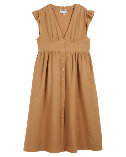 Robe midi gaze de coton miel