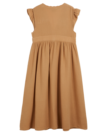 Robe midi gaze de coton miel