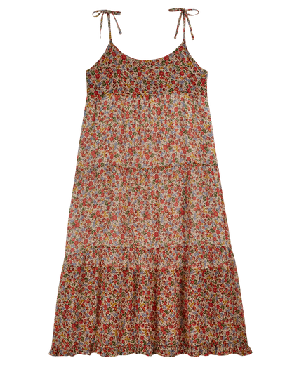 Robe longue à fleurs multicolores