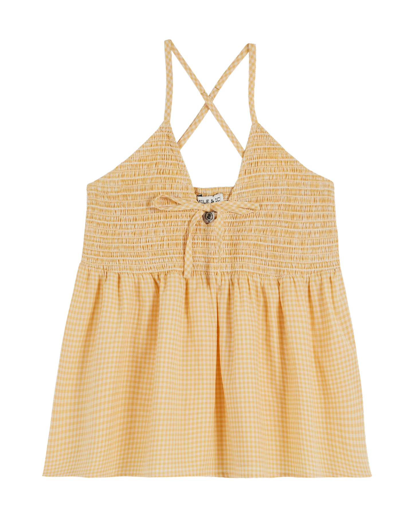 Top à bretelles vichy jaune et écru