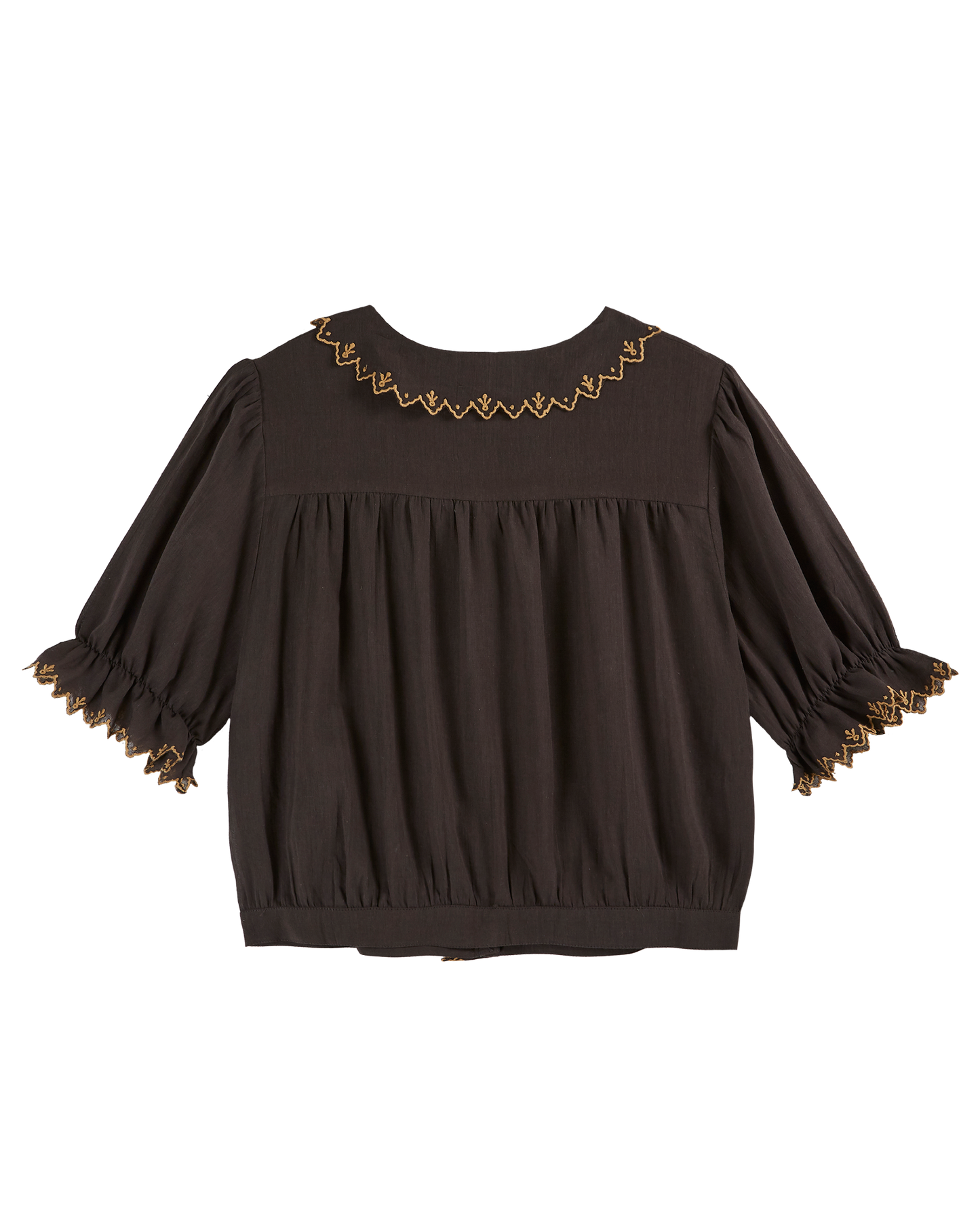 Blouse gaze de coton volants bitume