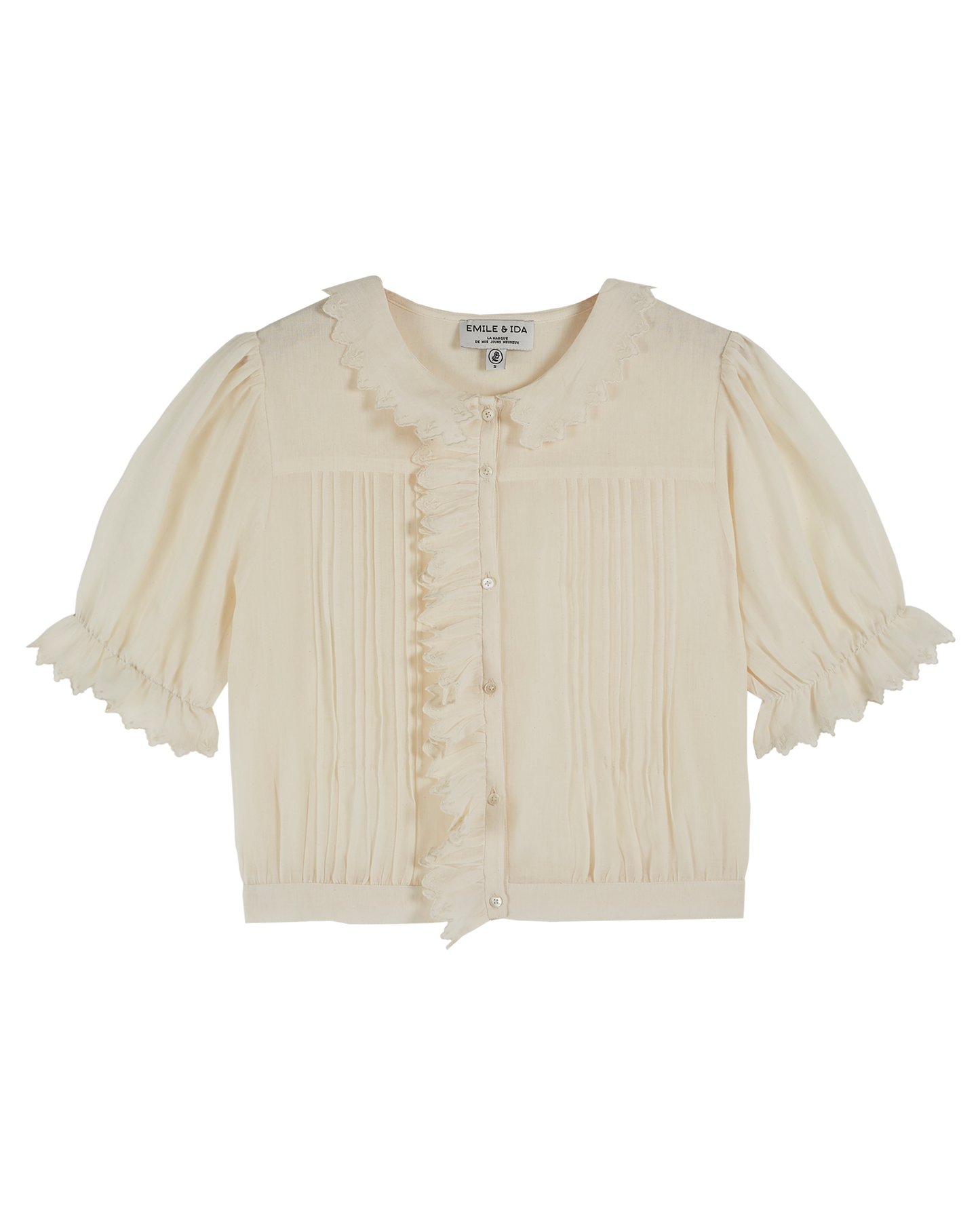 Blouse gaze de coton volants écru