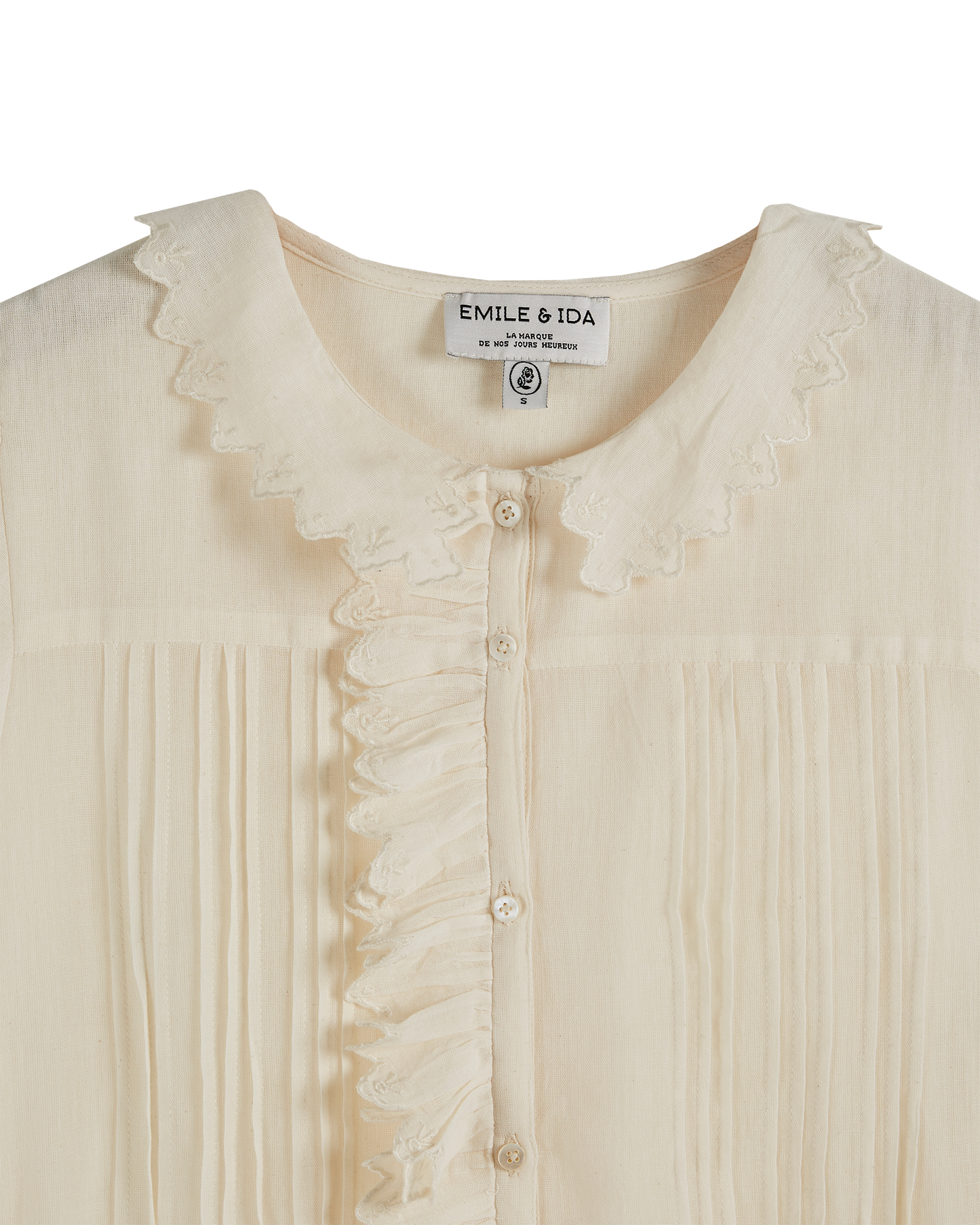 Blouse gaze de coton volants écru