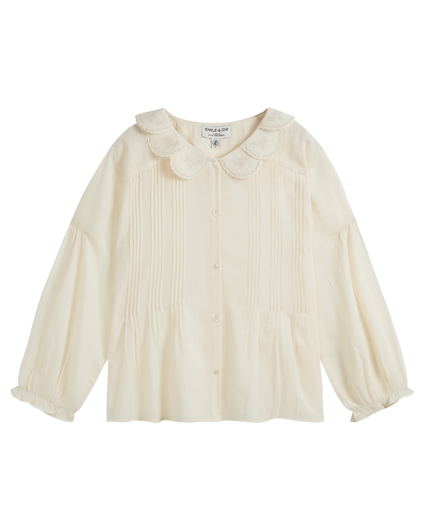 Blouse col pétales blanc cassé
