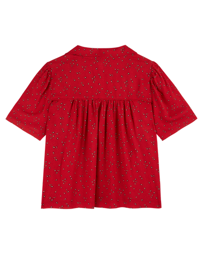 Chemisette à fleurs rouge