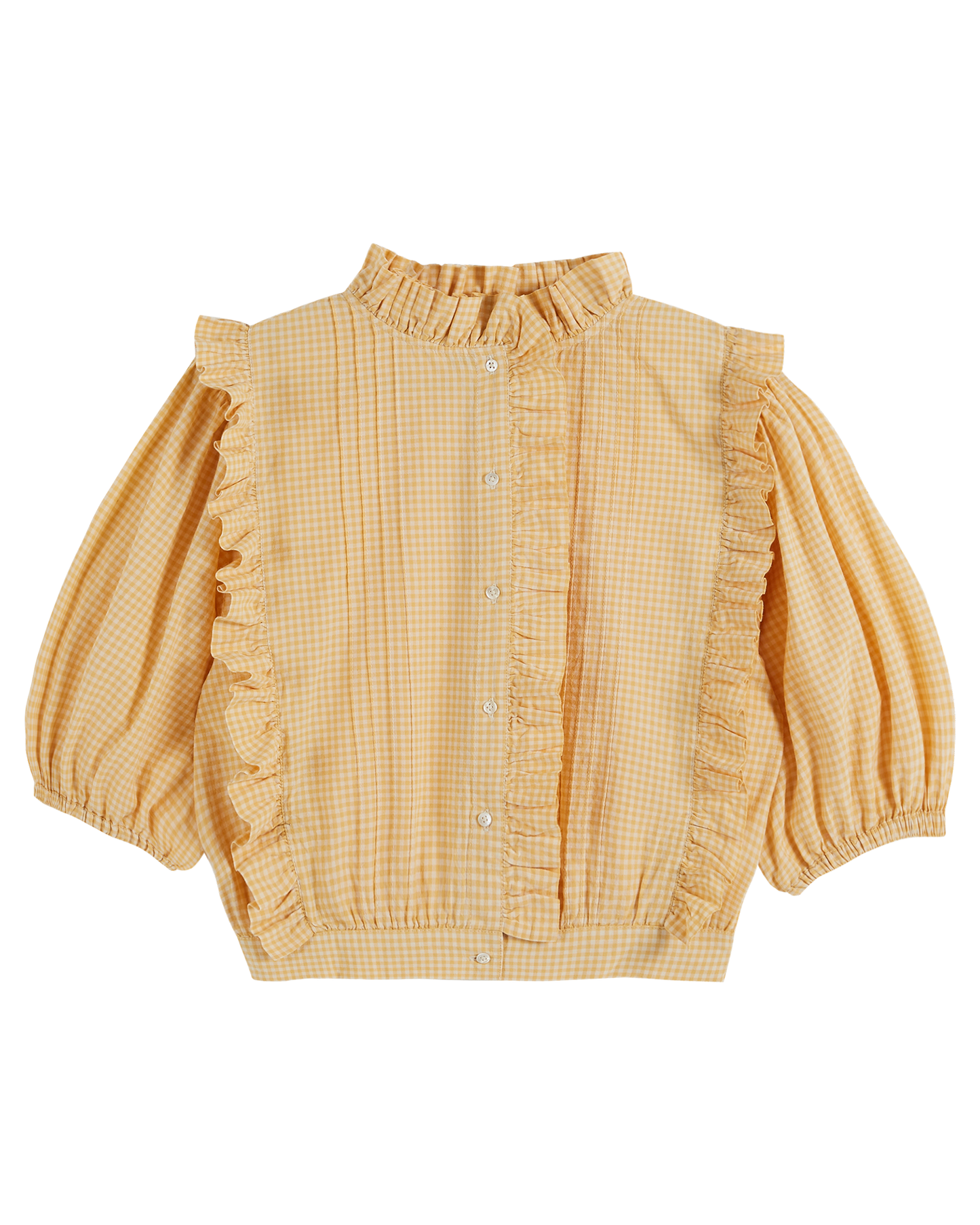 Blouse vichy jaune et écru