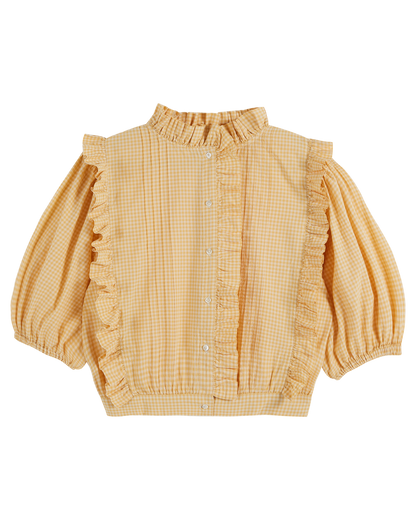 Blouse vichy jaune et écru