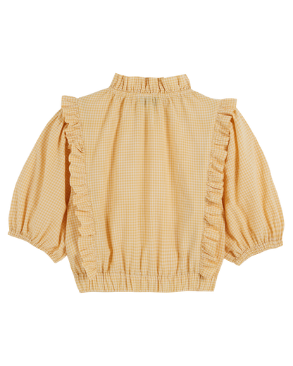 Blouse vichy jaune et écru