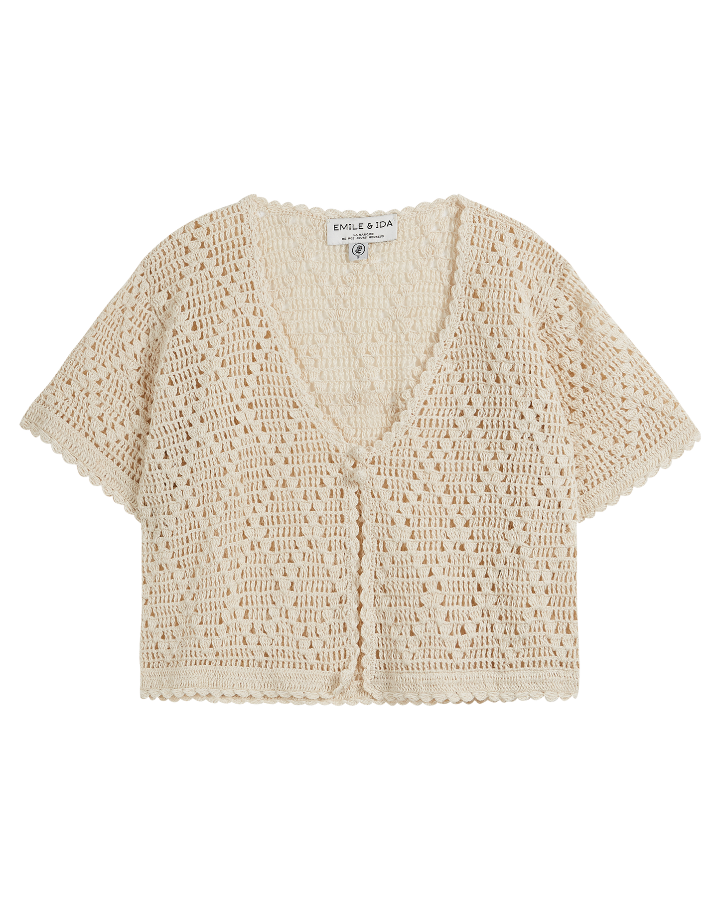 Cardigan crochet femme écru