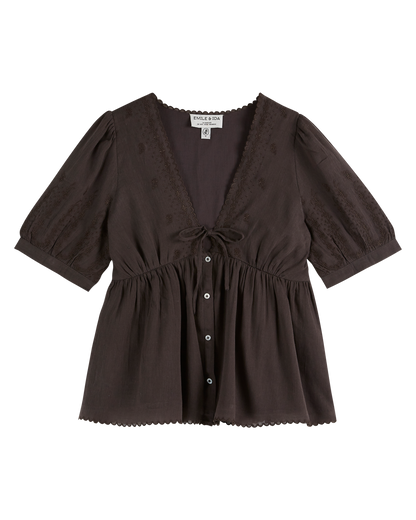 Blouse voile de coton bitume